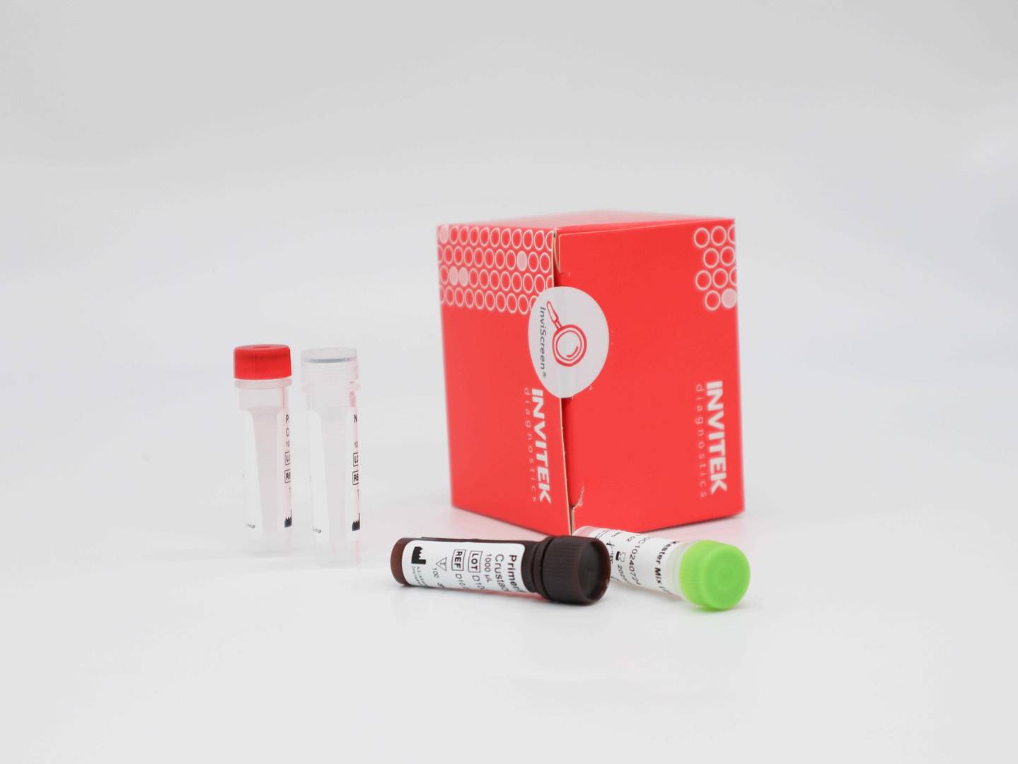 Box packaging of the InviScreen® BVDV Detection Kit with reagents for detecting Bovine Viral Diarrhea Virus RNA.